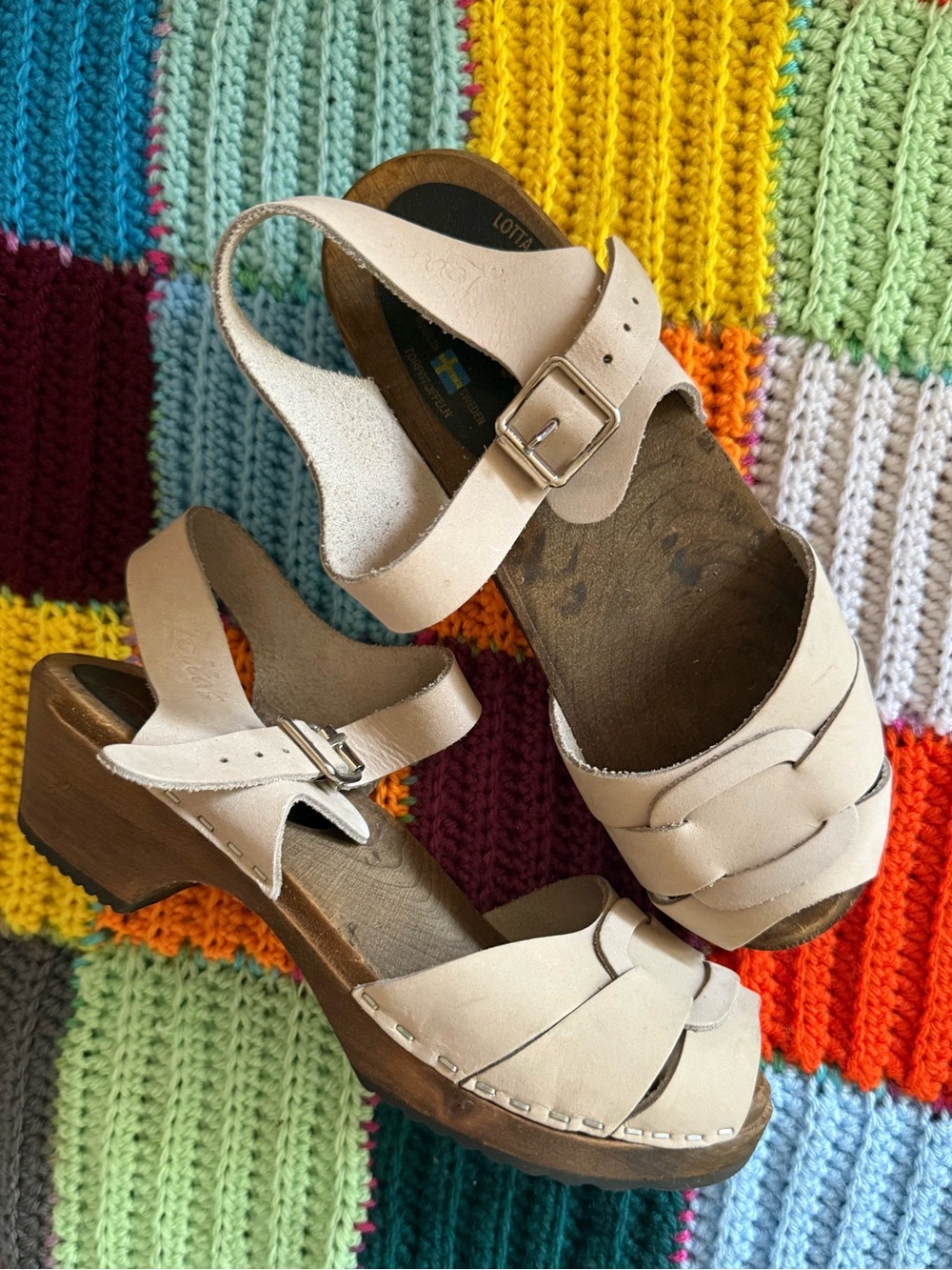 Lotta’s From Stockholm Cream Leather Platform Clogs Sweden